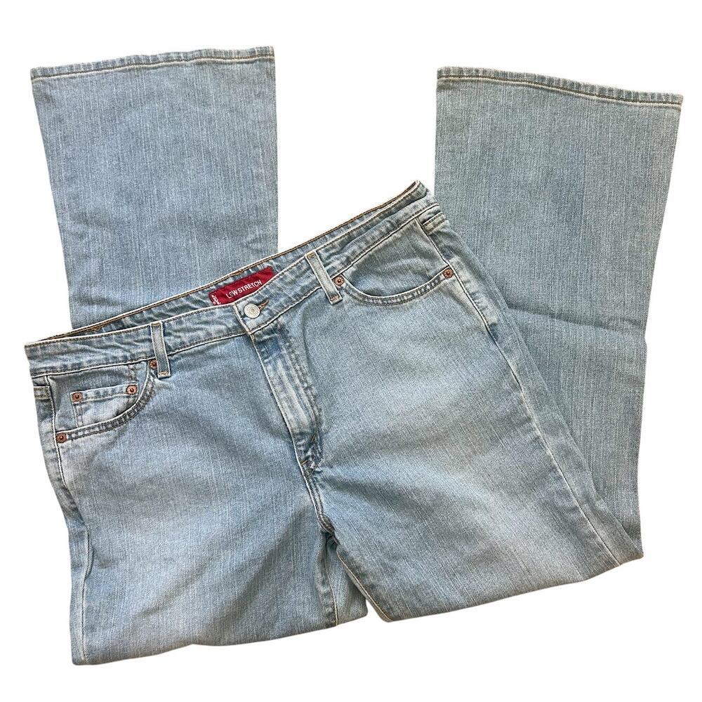 Vintage Levis 519 Wide Flared Leg Denim Jeans Hippie Coastal Feminine Size 17 - Picture 3 of 5